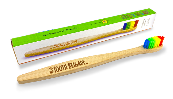 bamboo toothbrush single rainbow soft nylon bristles